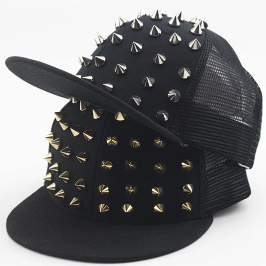 Men And Women's Rivet Flat Hat, Punk Rock, Hip Hop Stud Baseball Caps, Male, Female, Youth, Teenagers, Boys, Girls