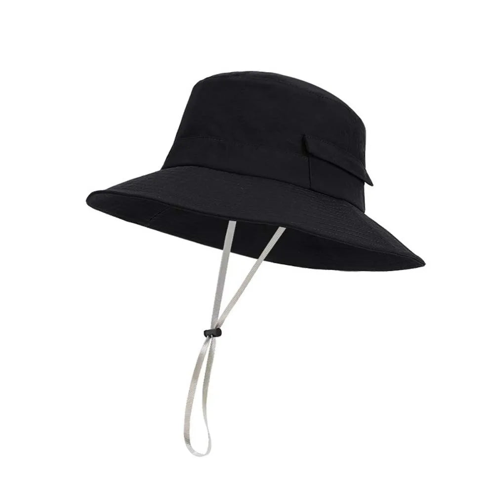 Nylon Drawstring Wide Brim Fishing Bucket Hat