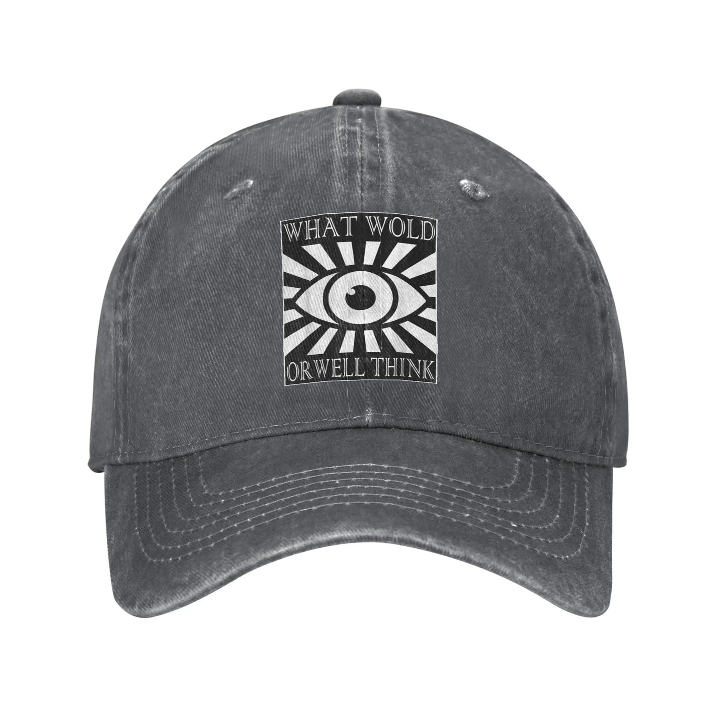 What Would Orwell Think Dystopian Fiction Distressed Denim Baseball Cap