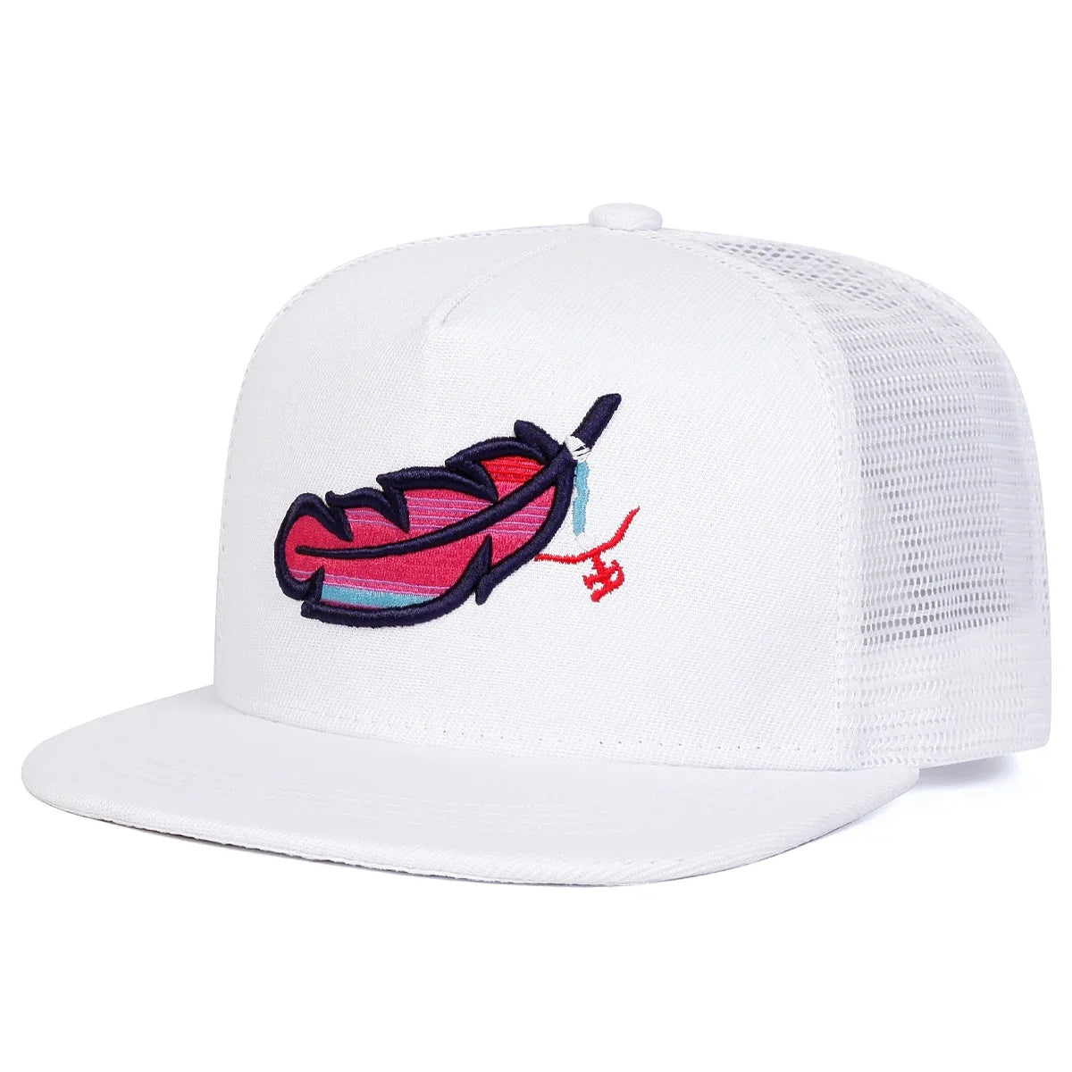 Unisex Colorful Feather Embroidered Snapback Cap