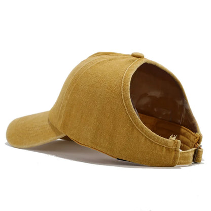 1pc Retro Washed Backless Baseball Cap For Women Summer Outdoor Sports Ponytails Stylish And Versatile Sun Hat For Daily Wear