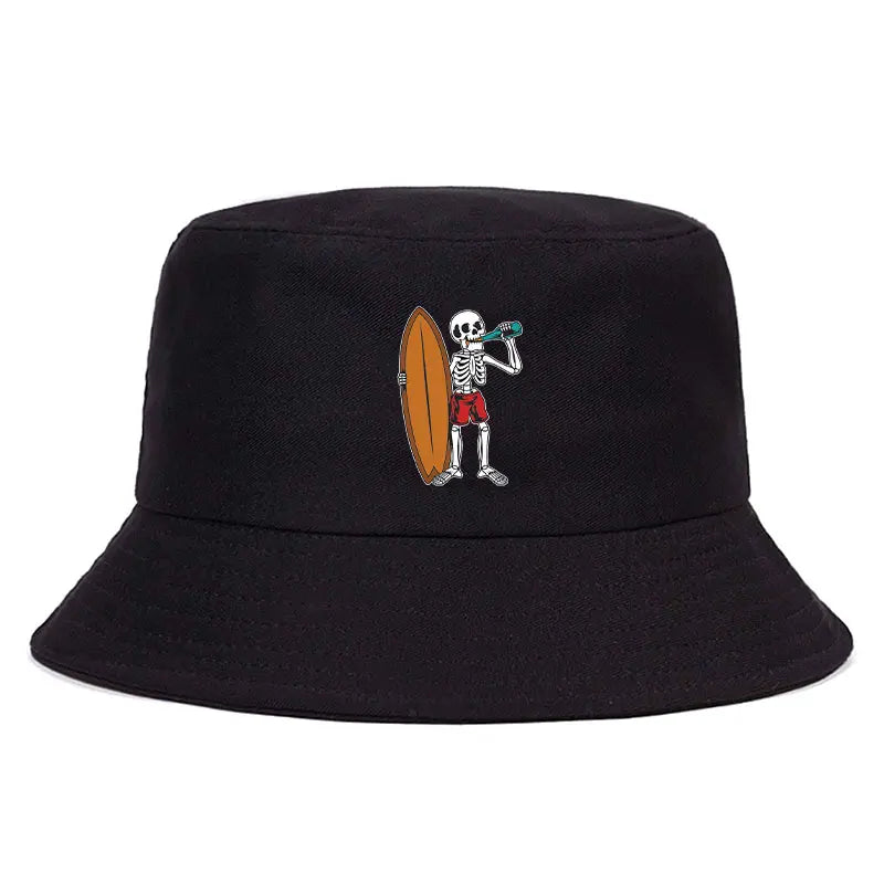 Skeleton Surfboard Reversible Beach Bucket Hat