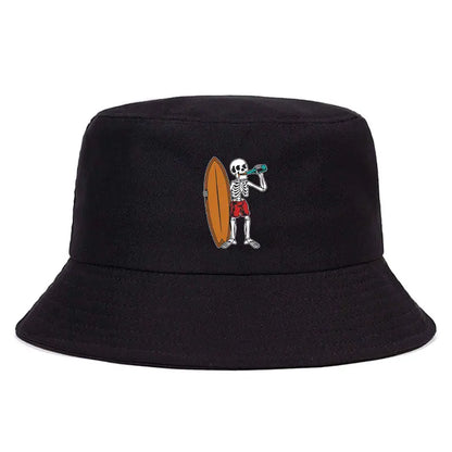 Skeleton Surfboard Reversible Beach Bucket Hat