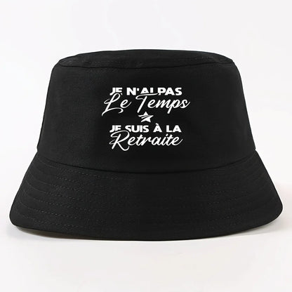 Star Text Wide-Brim Bucket Hat