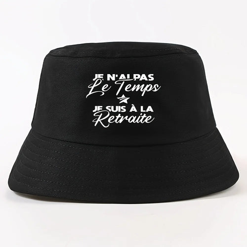 Star Text Wide-Brim Bucket Hat