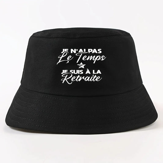 Star Text Wide-Brim Bucket Hat