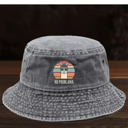 Cartoon Print Washed Bucket Hat Retro Casual Cap