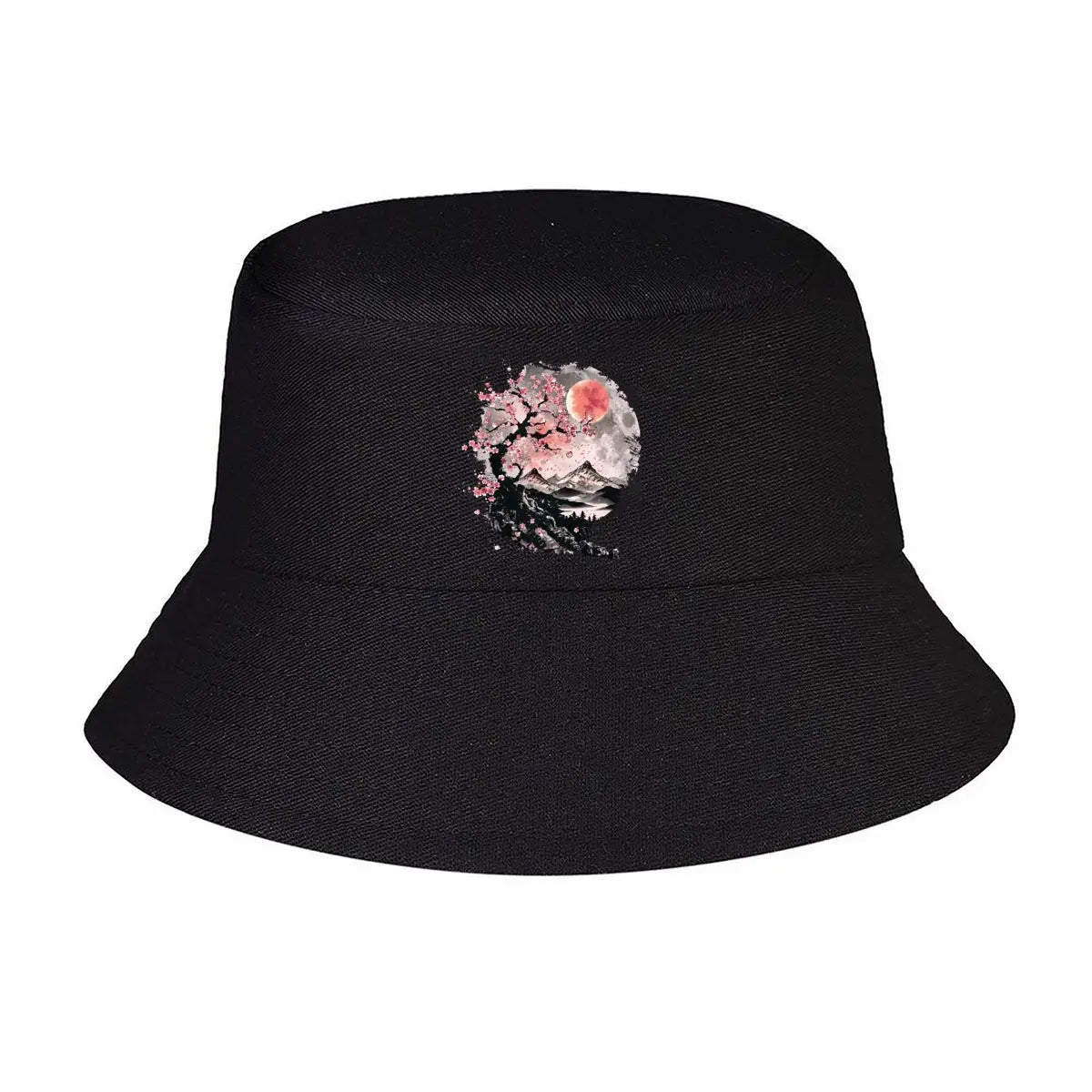 Fashion Japanese Sakura Moon Landscape Bucket Hat