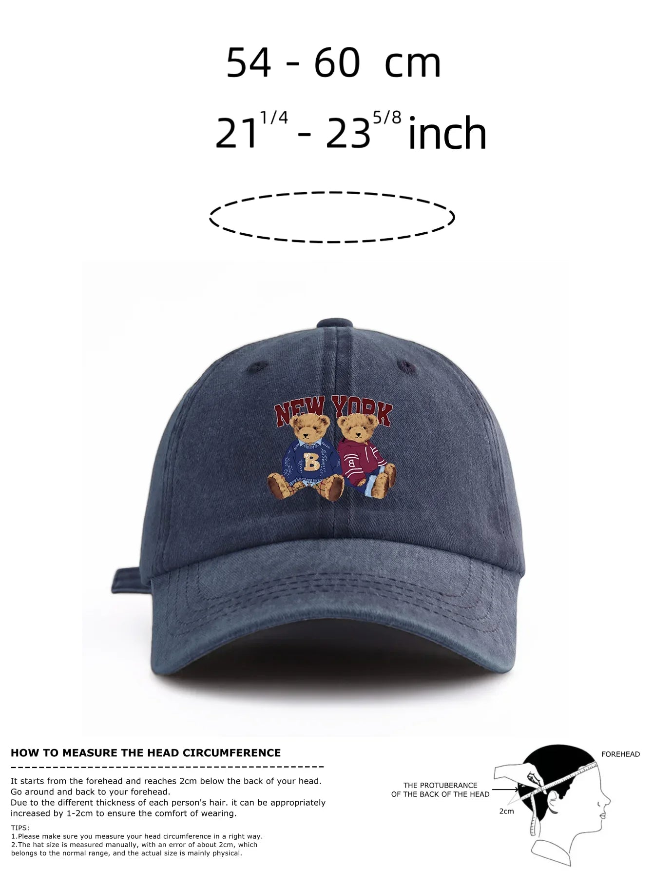 Bear Duo Washed Retro Baseball Cap