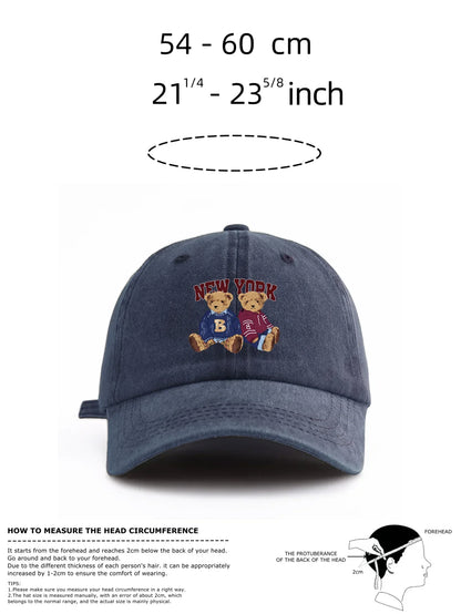 Bear Duo Washed Retro Baseball Cap