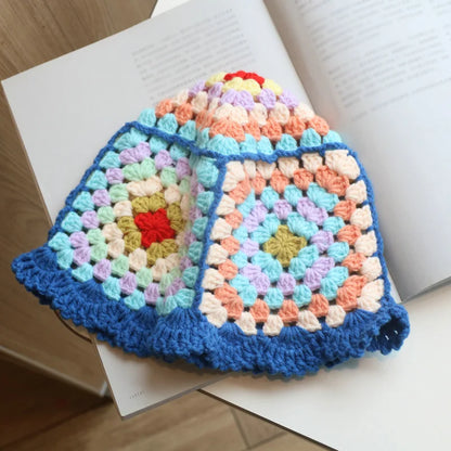 Sunflower Patchwork Ruffled Bucket Hat