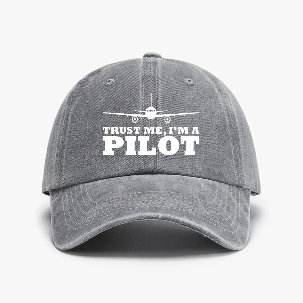 Trust Me Pilot Denim Baseball Cap