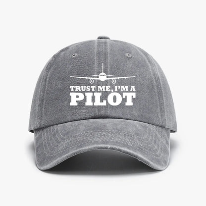Trust Me Pilot Denim Baseball Cap