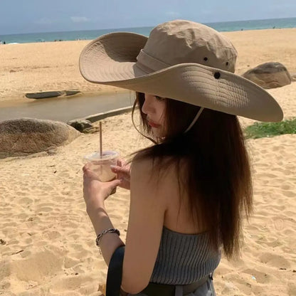 12cm Wide Brim Waterproof UV Protection Bucket Hat