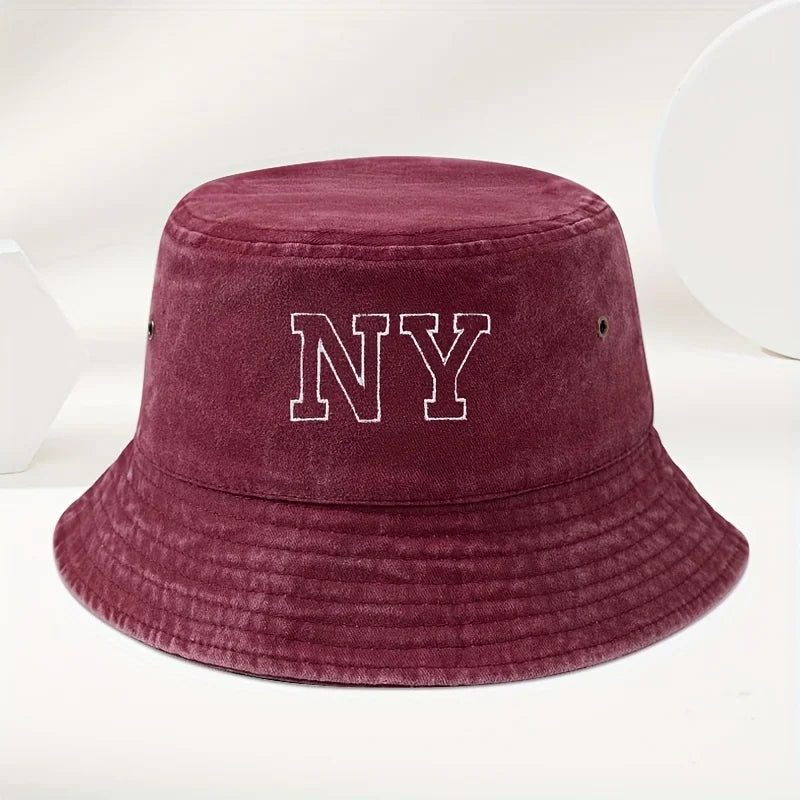 Vintage Washed NY Embroidered Bucket Hat