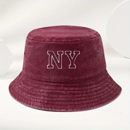 Vintage Washed NY Embroidered Bucket Hat