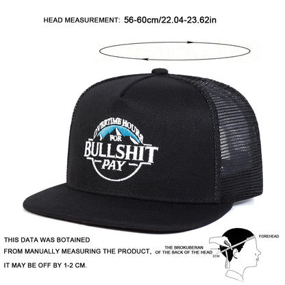 BULLSHIT PAY Embroidery Outdoor Snapback Cap