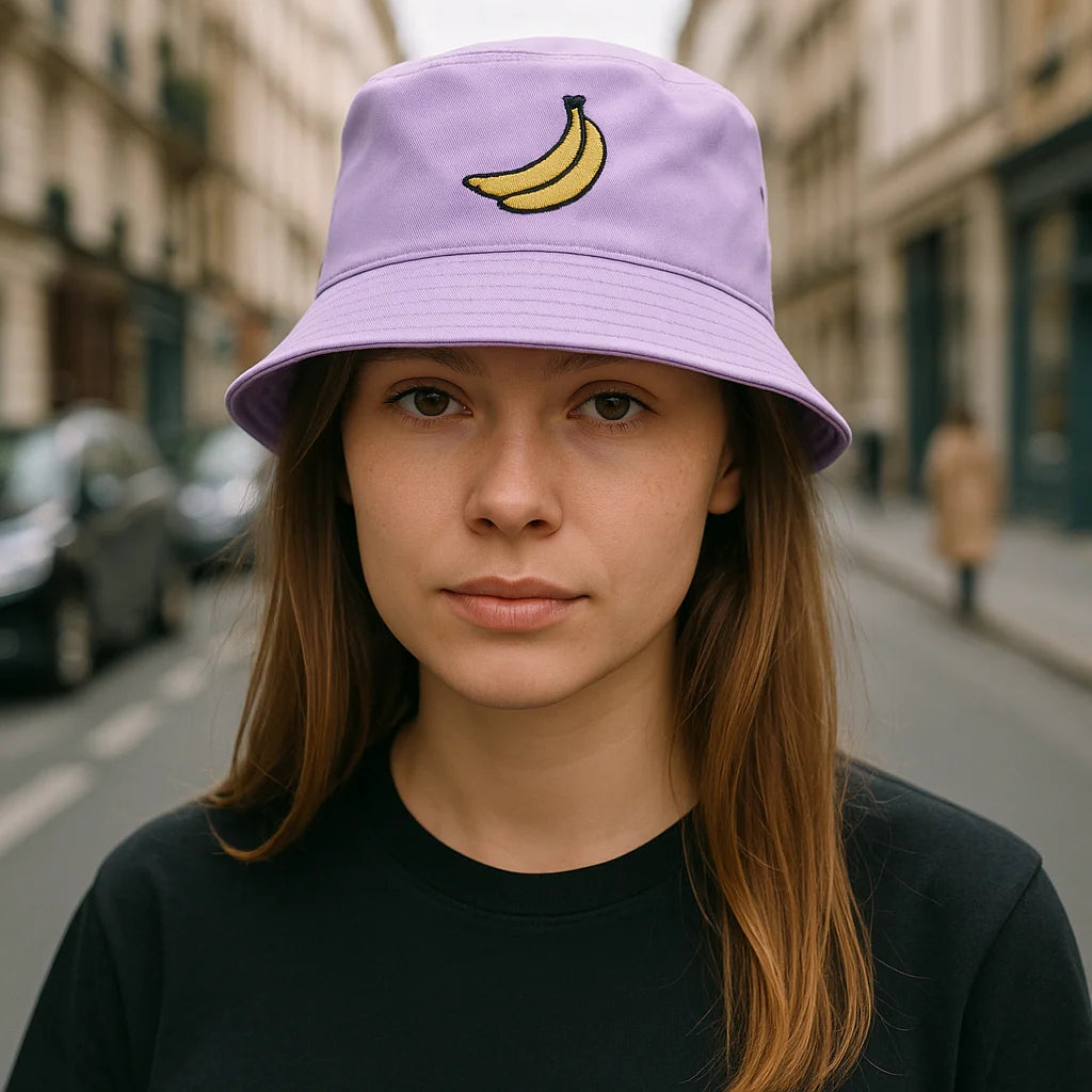 Panama Banana Embroidery Bucket Hat