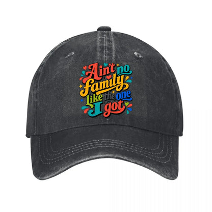 Bright Faith Family Quote Washed Baseball Cap