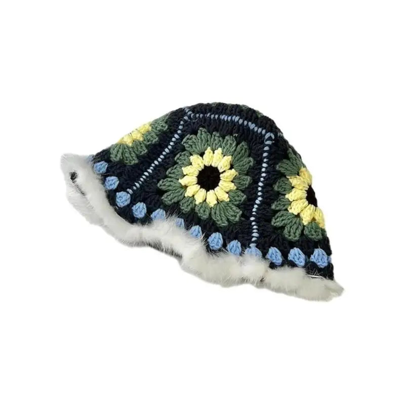 Handwoven Flower Knit Bucket Hat