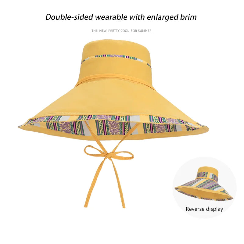Reversible Wide Brim Summer Kids Bucket Hat