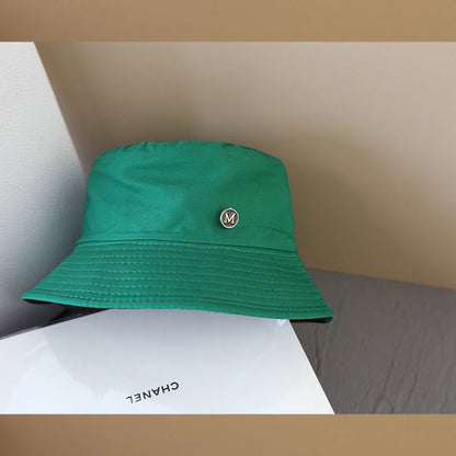 Solid Color Letter Sunshade Bucket Hat