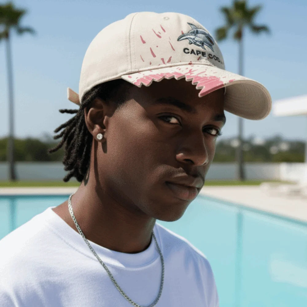 Shark Bite Chomped Brim Embroidered Baseball Cap