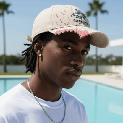 Shark Bite Chomped Brim Embroidered Baseball Cap