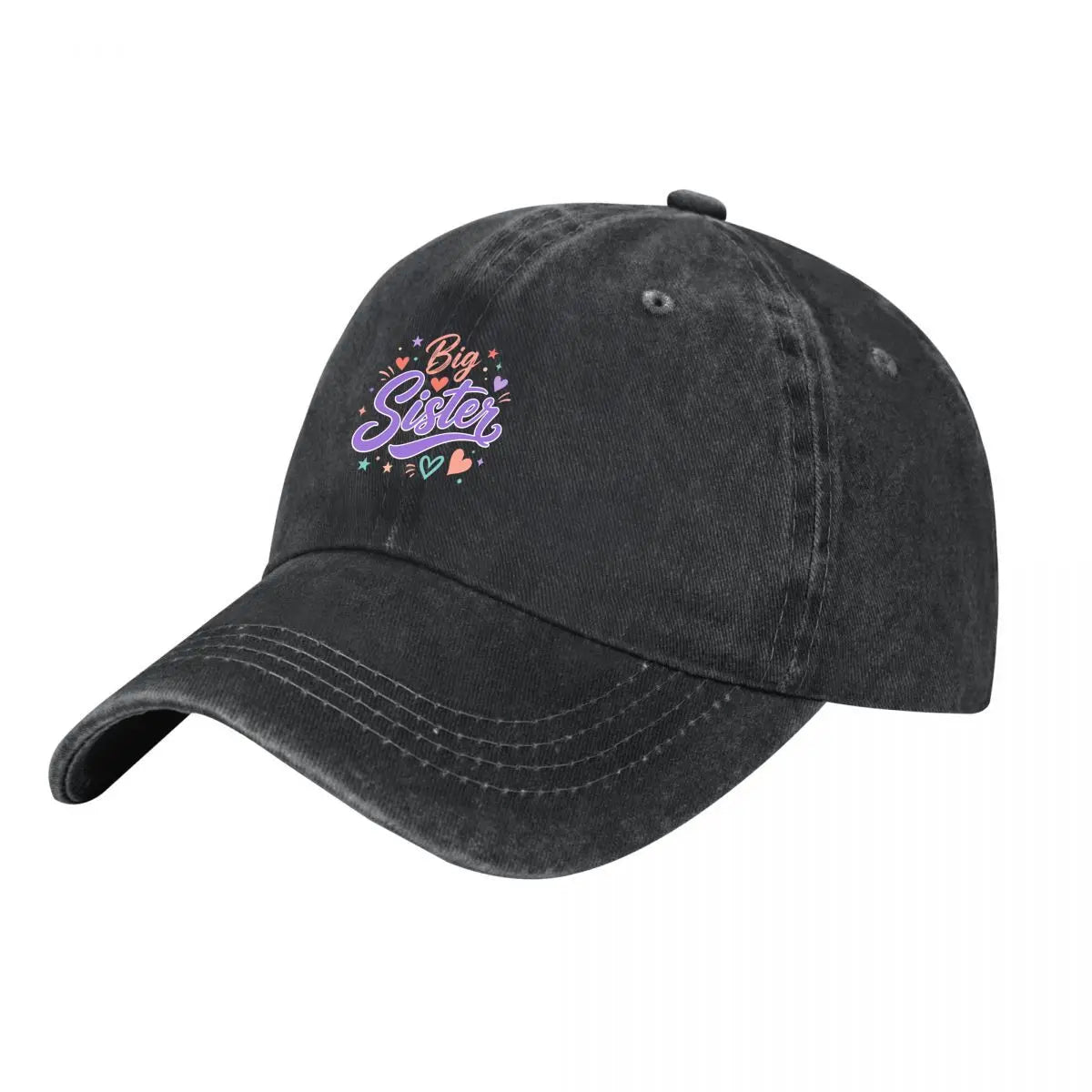Playful Big Sister Script Washed Baseball Cap