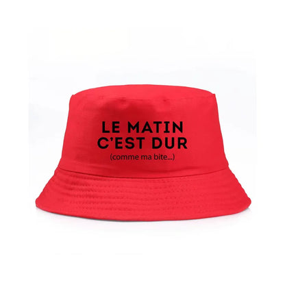 Bob Le Matin C’est Dur Funny Print Bucket Hat