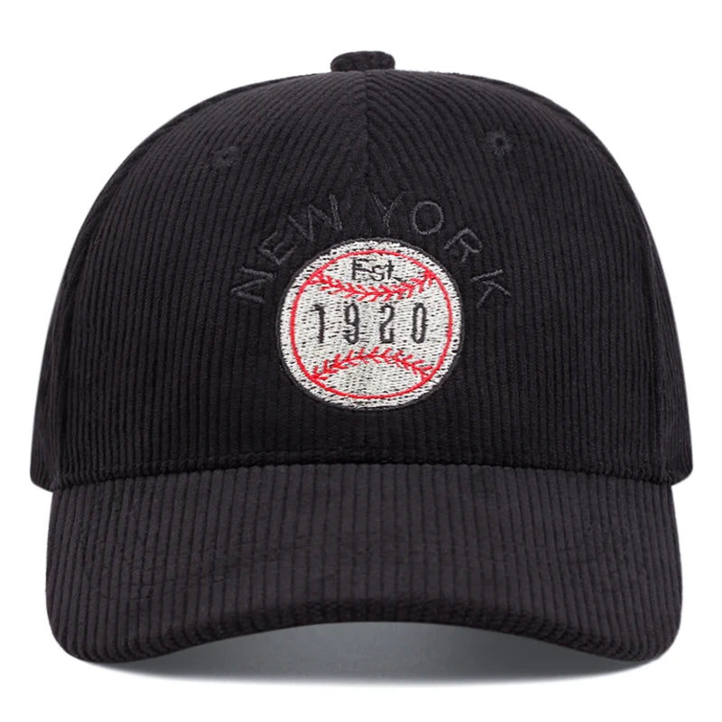 New York Corduroy Embroidered Baseball Caps