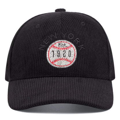 New York Corduroy Embroidered Baseball Caps