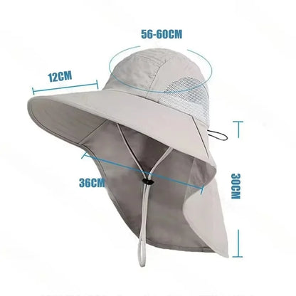 Wide Brim UV Protection Bucket Hat With Neck Flap