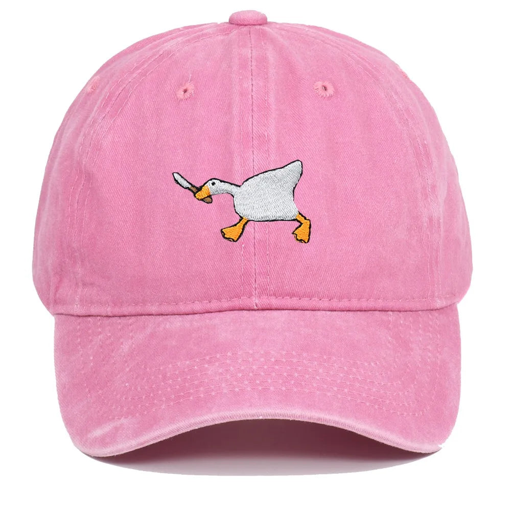 White Goose Embroidered Adjustable Snapback Baseball Cap