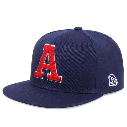 Unisex A Letter Embroidered Hip-Hop Snapback Cap