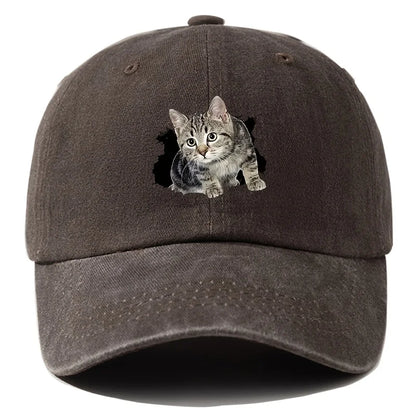 Cute Silly Cat Hiking Baseball Cap