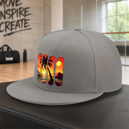Tropical Beach Sunset Landscape Snapback Cap