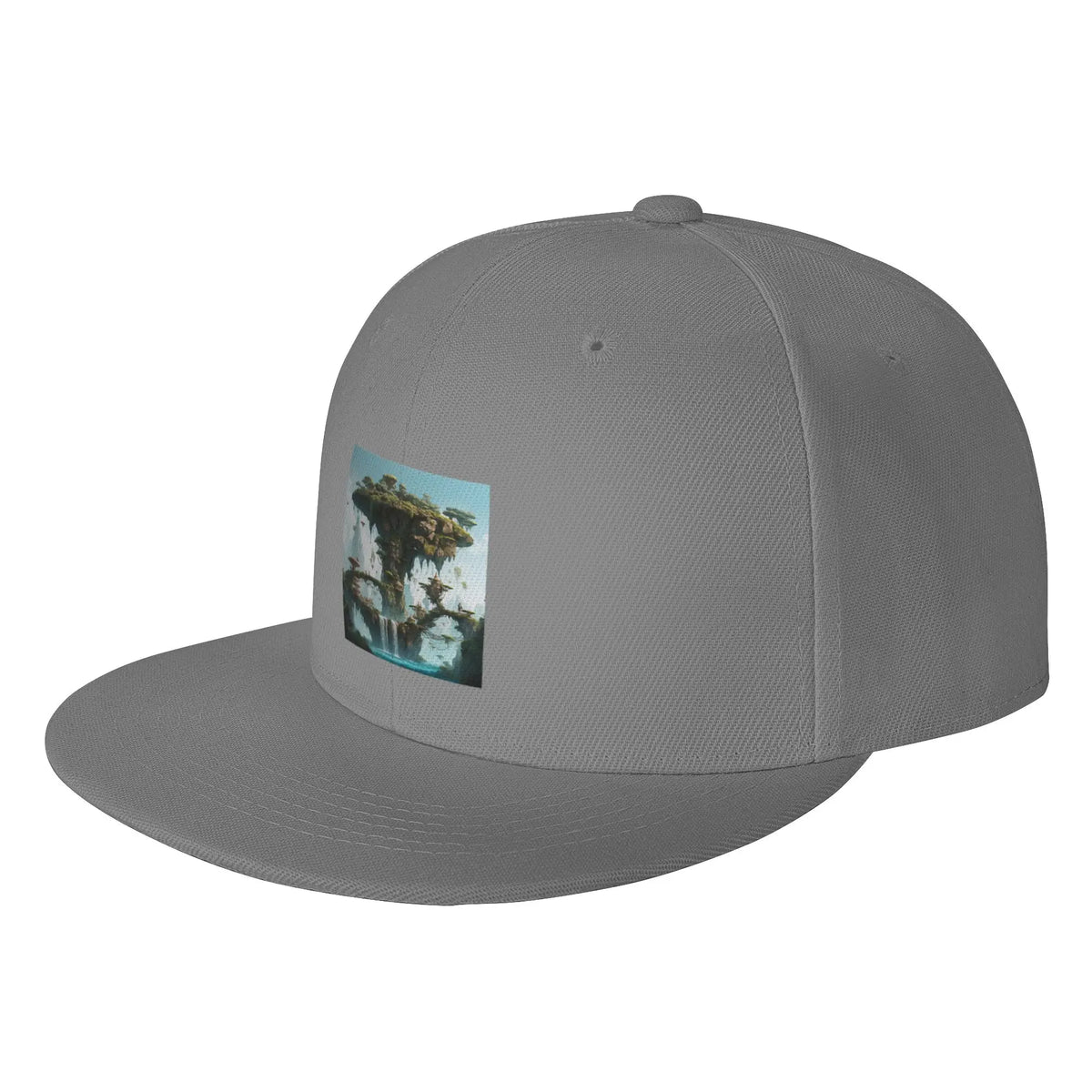 Future City Island Tree Landscape Flat Brim Snapback Cap