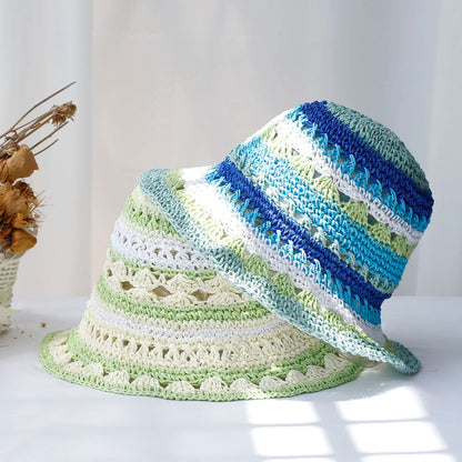 Women's Multicolor Foldable Crochet Bucket Hat