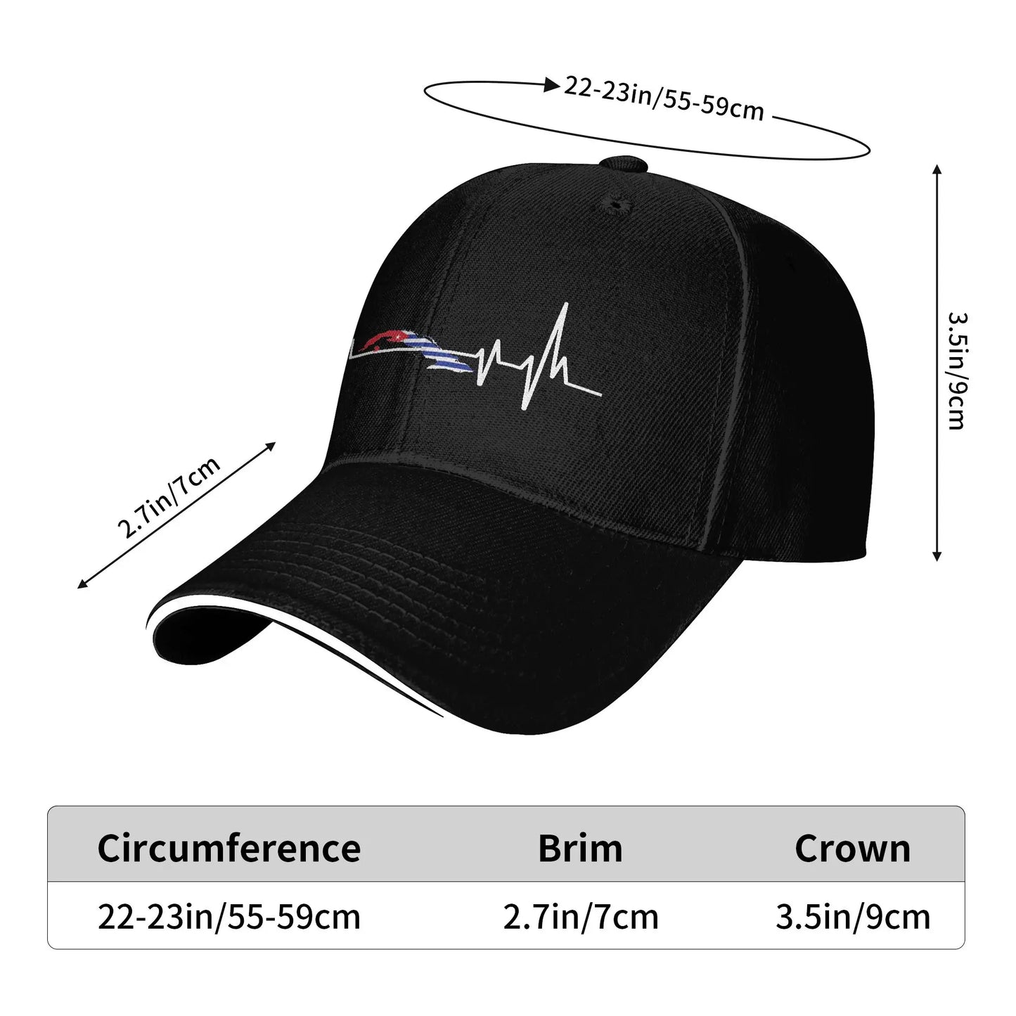 Cuban Flag Heartbeat Outdoor Baseball Cap