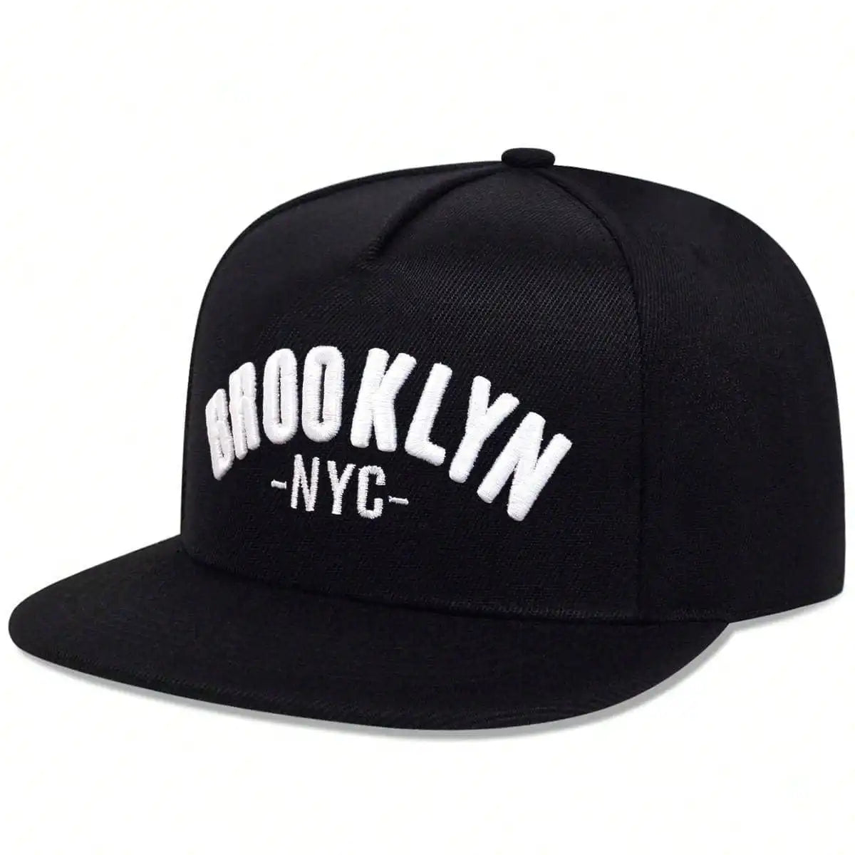 Brooklyn Embroidered Flat Brim Snapback Cap