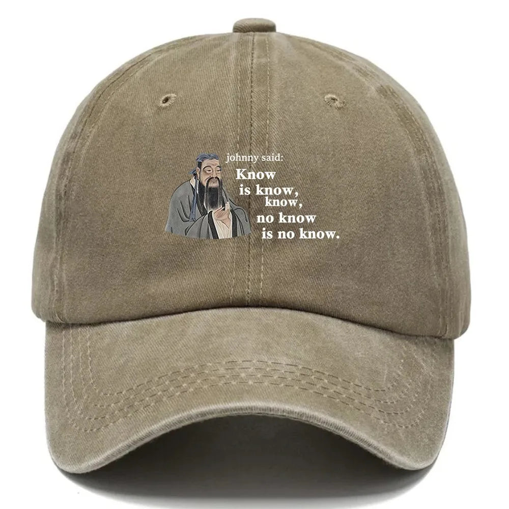 Confucius Print Washed Baseball Cap