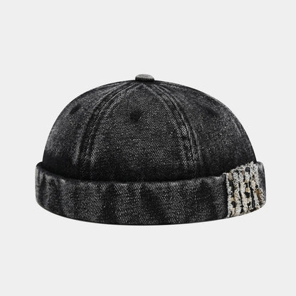 Retro Denim Docker Cap Splicing Style Brimless Caps