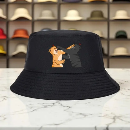 Orange Black Cat Print Bucket Hat