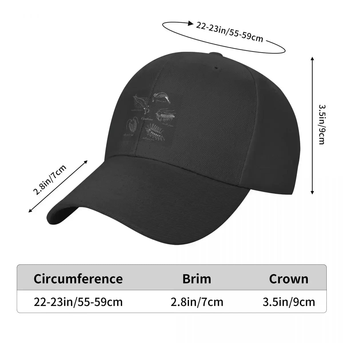 Cambrian Life Fossil Inspired Baseball Cap
