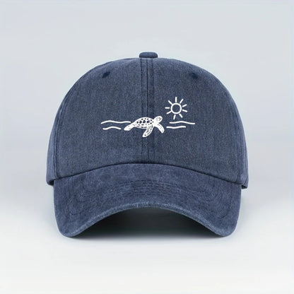 Turtle Sun Print Baseball Cap