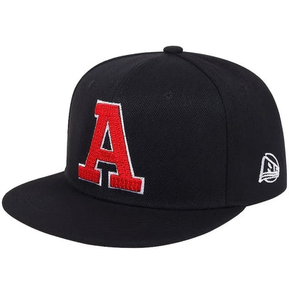 Unisex A Letter Embroidered Hip-Hop Snapback Cap
