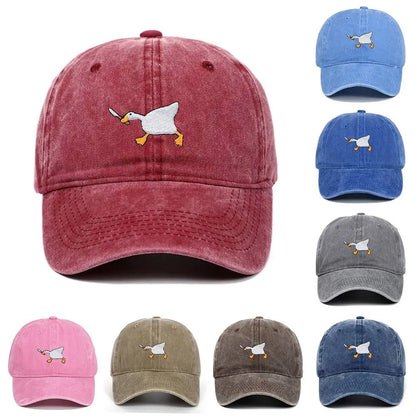White Goose Embroidered Adjustable Trucker Baseball Cap