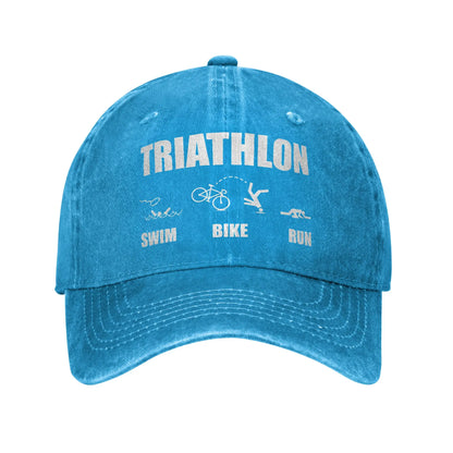 Triathlon Running Swimming Bicycling Vintage Adjustable Baseball Cap