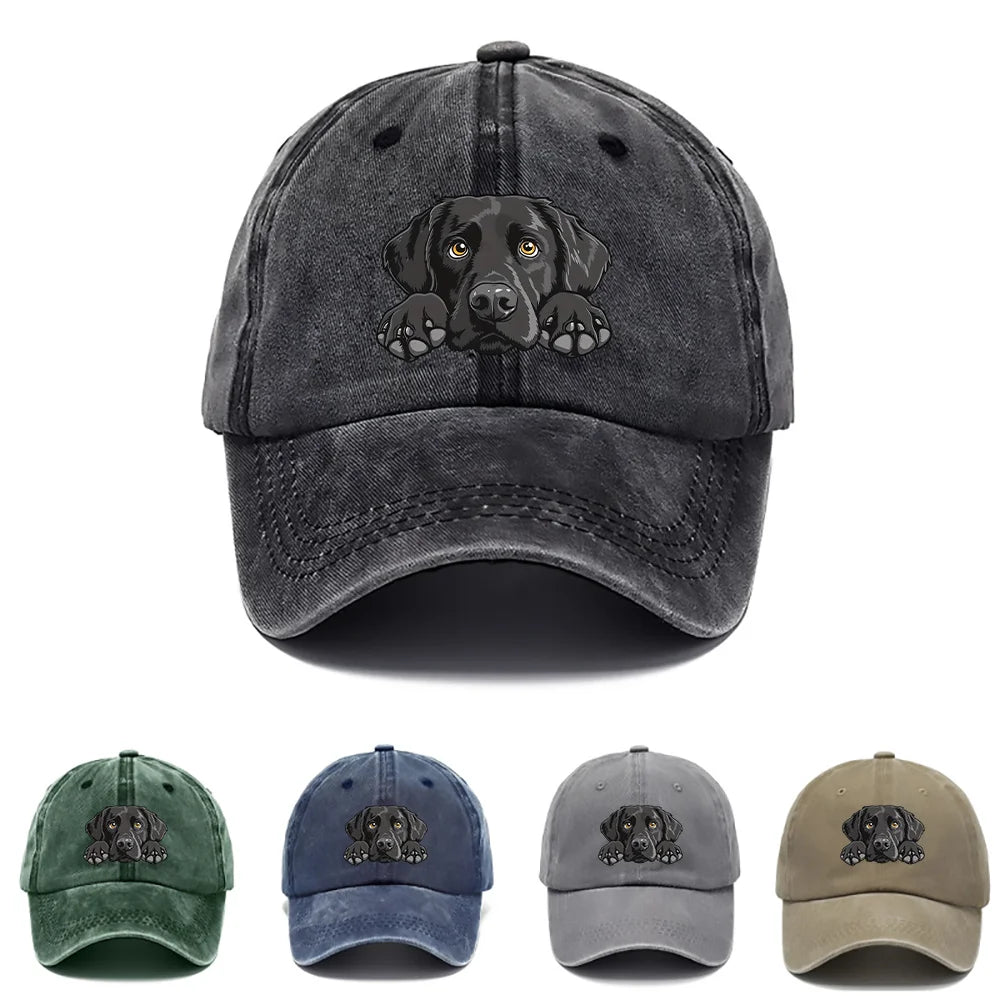 Labrador Print Washed Baseball Cap